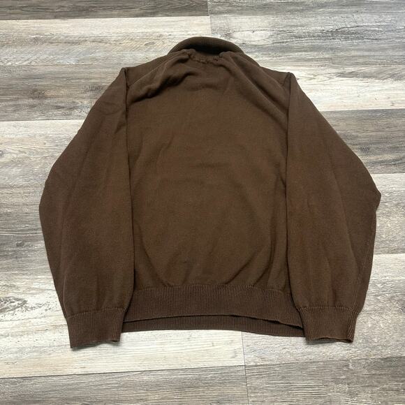 Eddie Bauer Brown Mens‎ XL Cotton Cashmere Quarter Zip Knit Mock Neck Sweater - Picture 5 of 8